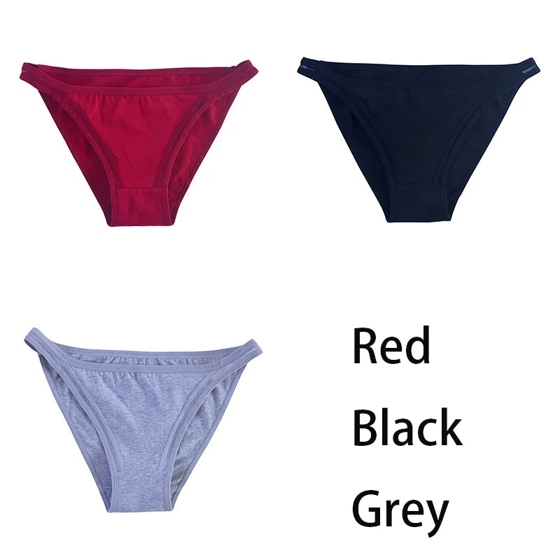3Pcs/set Women Cotton Panties Female Mesh Underpants Solid Color Bikini Briefs Underwear Ladies Sexy Panty Girls Lingerie Aviola