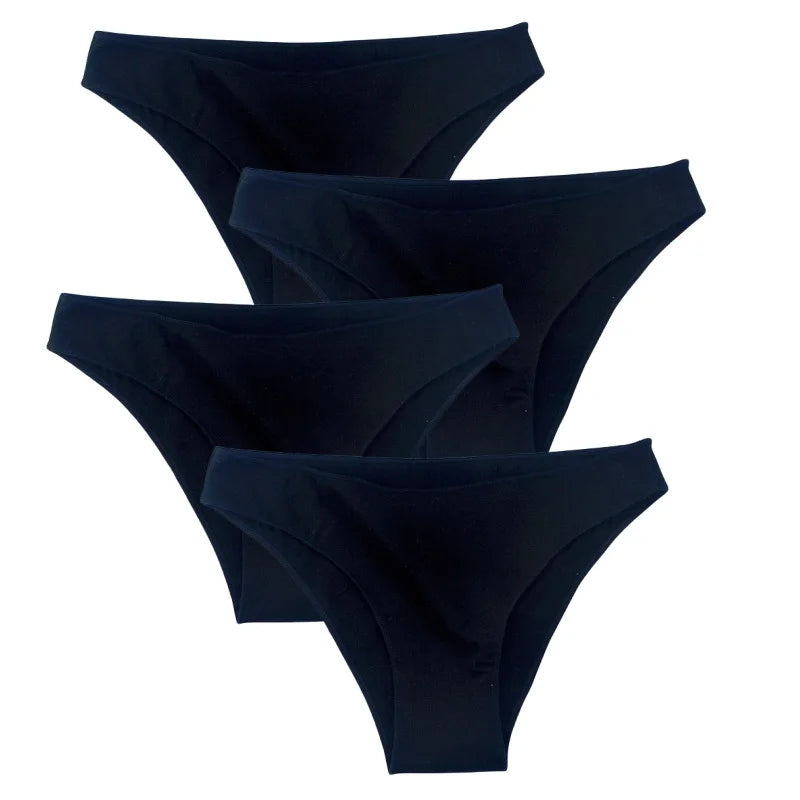 4Pcs/Set Cotton Panties Low Rise Briefs Solid Color Women Seamless Underwear Breathable Underpants Lingerie Comfy Intimate Aviola