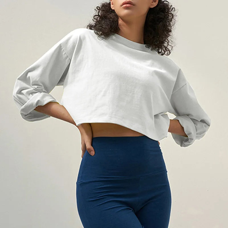 Y2K Outdoor Dance Sports Short sleeved Yoga Dress Women's Leisure Versatile Fitness Top Loose Sports T-shirt Aviola
