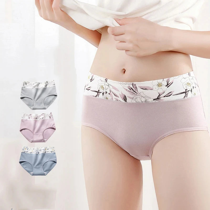 3pcs/Set Printed Underwear for Women Underwear Soft Cotton Knickers Briefs Basic Ladies Panties Full Coverage Breathable Panties Aviola