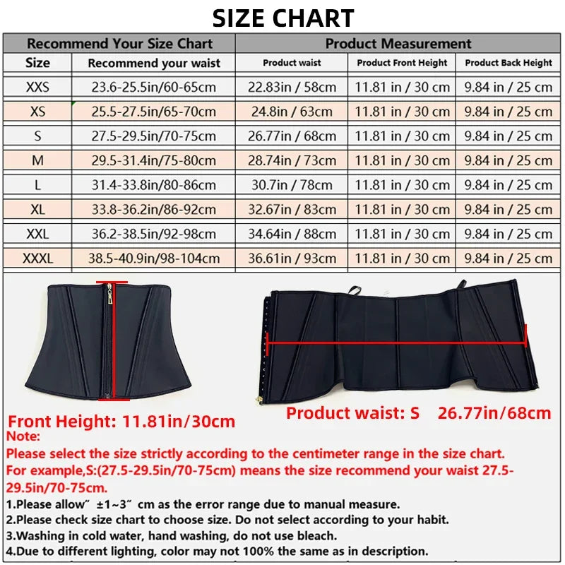 Women Latex Waist Trainer Shapewear 13 Bones Corset with Zipper and 3-Row Hook Tummy Control Body Shaper Slimming Cincher Belt Aviola