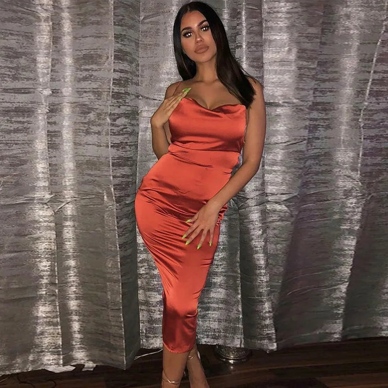 Y2K Cross border Women's Dress Foreign Trade Sexy Nightclub Dress Summer Satin Fashion Women's Dress Aviola