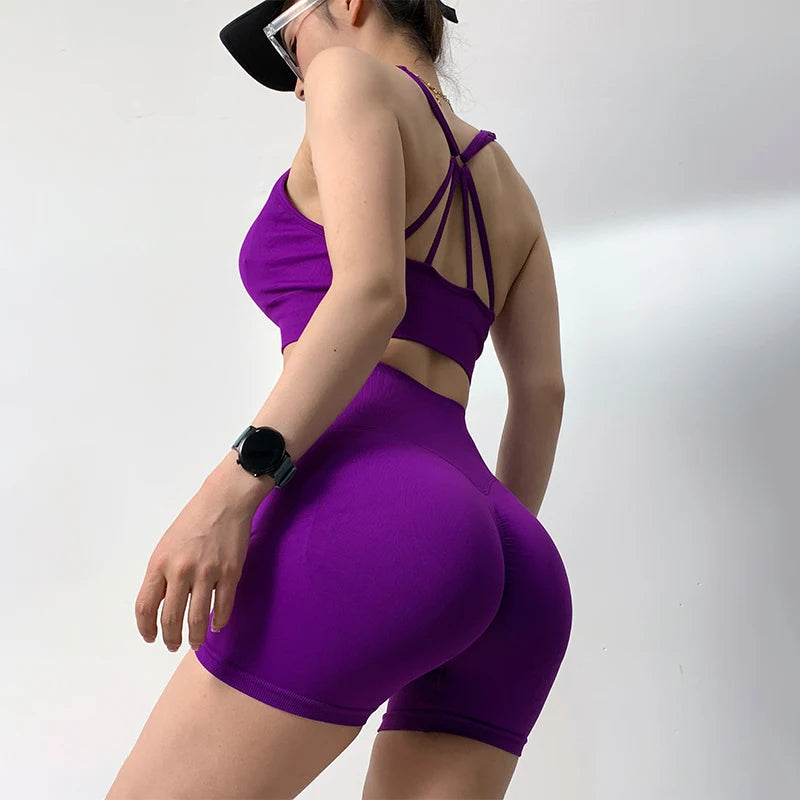 2 Pcs Yoga Sets Women High Waist Workout Outfits Gym Wear Gym Clothing Sports Suits Fitness Tracksuit Sportswear Shorts Suit Aviola