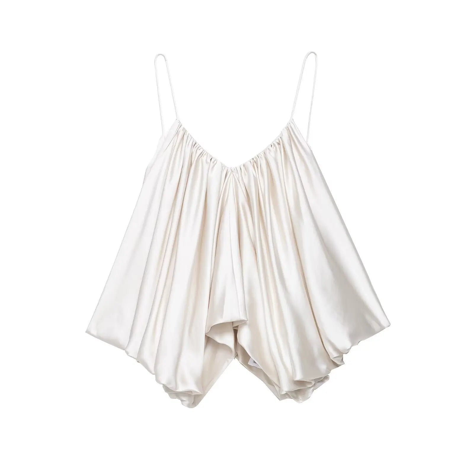 UNIZERA satin texture pleated top camisole casual 2025 summer new products women's clothing temperament sexy top Aviola