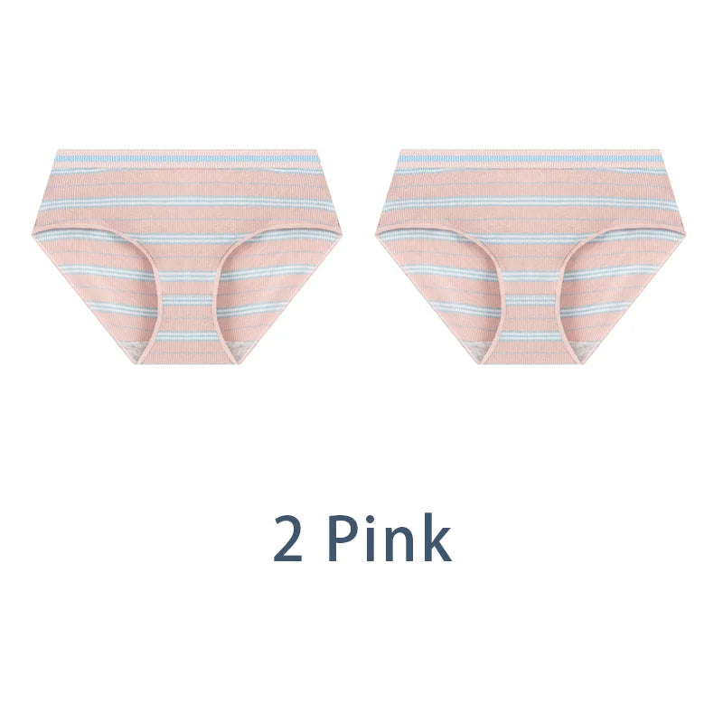 2PCS/Set Women Cotton Sexy Retro Panties Female Low Waist Underwear Classic Design Lingerie Girls Cute Briefs Aviola
