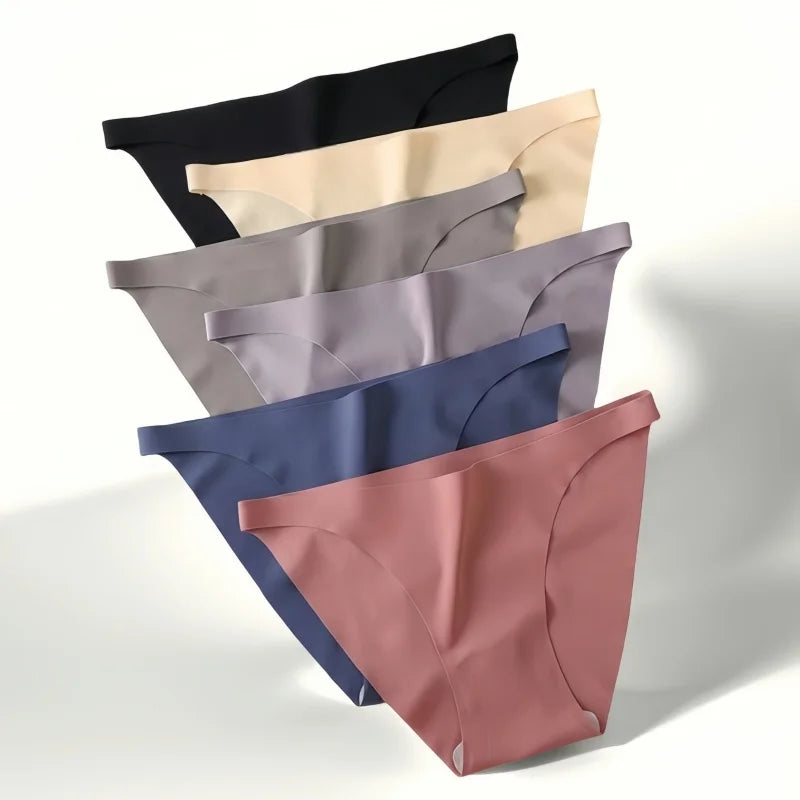 5Pcs/Set Seamless Briefs Ice Silk Panties Women Sexy Underwear Low Waist Underpants Female Solid Color Ultra-thin Lingerie Aviola