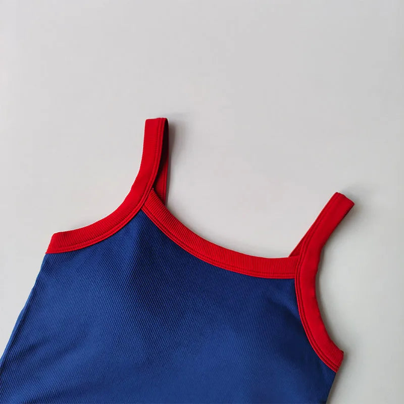 2024 New Sexy Sports Bras Women Fitness Vest Sports Top Tank Top Push Up Bra Running Fitness Breathable Stitching Color Yoga Bra Aviola