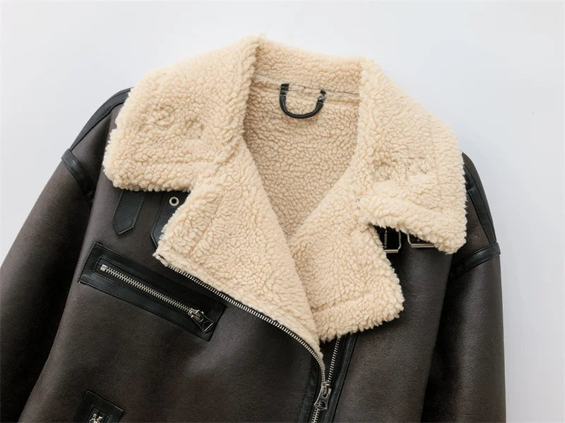 RARF 2024 Autumn/Winter new European-style women's warm and thick double-sided lapel long-sleeved jacket jacket Aviola