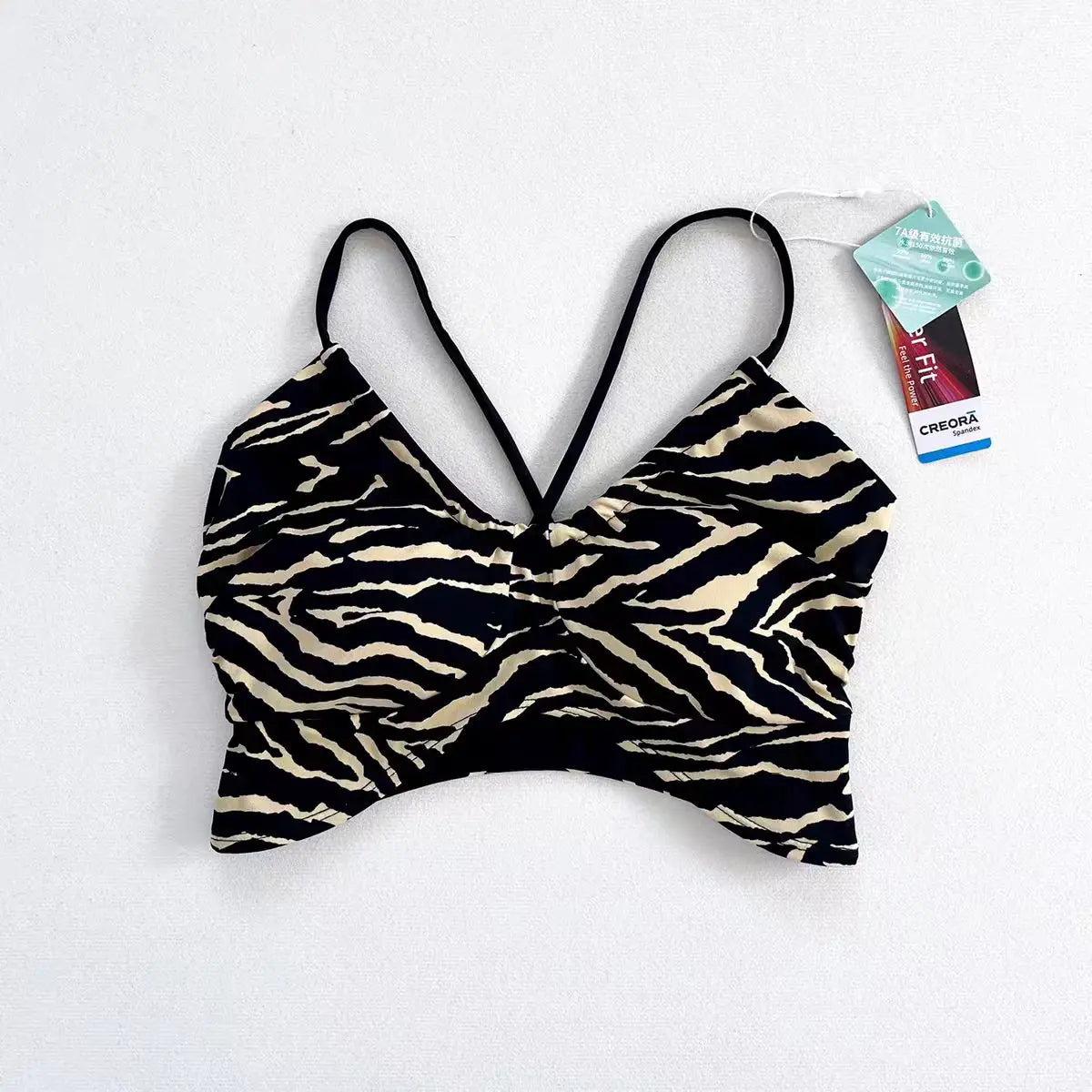 Women's Push-Up Sports Bra Cross Strap Yoga Camisole Fitness Top Breathable Beauty Back Gym Bra Print Design Sport Bras Aviola