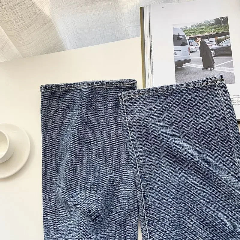 Jeans Women Wide Leg Pants Denim High Waist Zipper Fly Vintage Pockets Button Floor Length Trousers Straight Casual Denims Aviola