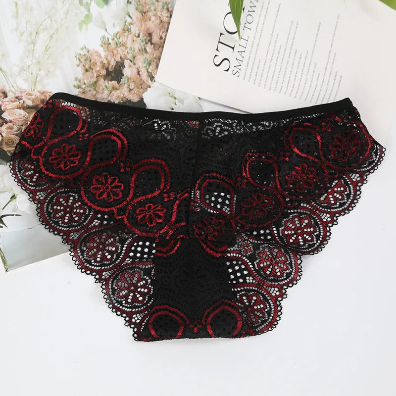 Woman Lace Panty Sexy Weave Panties for Women Floral Briefs Female Underwear Printed Underpants Fashion Sexy Lingerie NK2135 Aviola