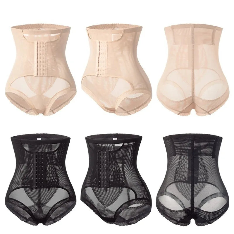 Women’s Waist Control Shapewear Panty with 3-Row Hooks Double Tummy Compression Mesh Butt Lifter High Waist Slimming Body Shaper Aviola