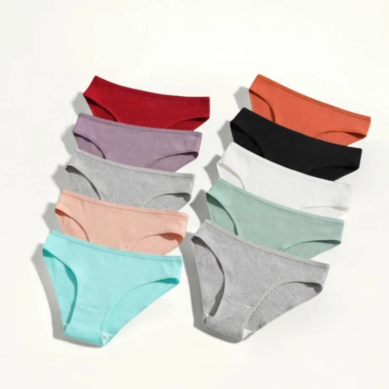 5Pcs/Set Women's Cotton Panties Sexy Underpants Solid Color Briefs Female Comfortable Stretch Soft Lingerie S-XXL Aviola