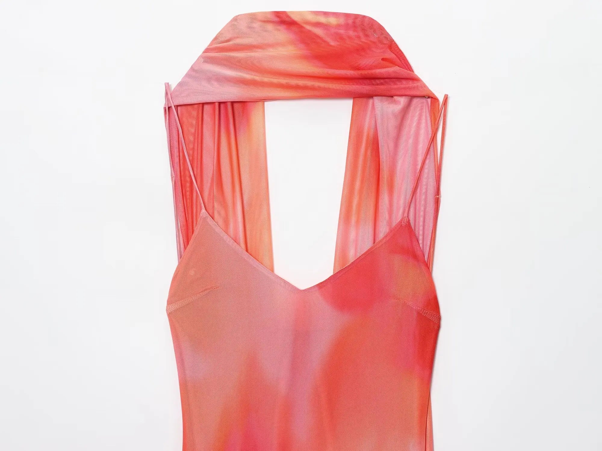 UNIZERA Scarf Printed Backless Long Dress 2025 Summer New Arrivals Women's Wear Elegant Satin Textured Dress Aviola