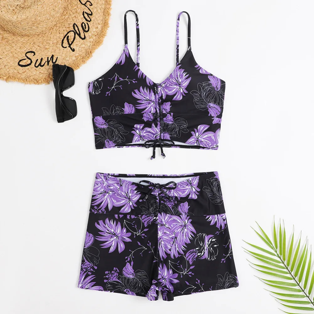 2025 High Waist Bikini Swimsuit Women Push Up Bikini Floral Swimsuit Print Bikini boxers Swimwear Swim Trunks Bathing Suit Aviola