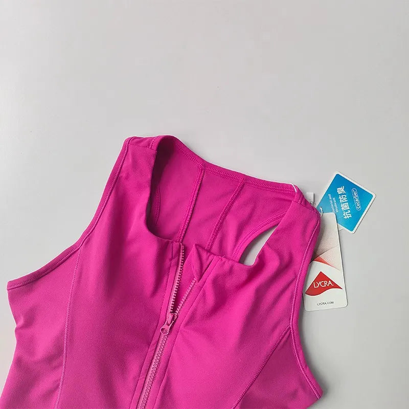 Women's High Impact Sports Bra Top Front Zipper Breathable Shockproof Fitness Vest for Running Gym Wear Yoga Brassiere Aviola
