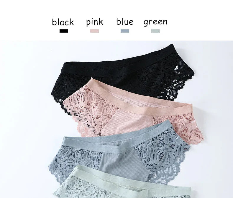 3pcs/Set Low-rise Lace Panties for Women Comfortable Soft Breathable Elastic Underwears Women's Sexy Fashionable Briefs Aviola