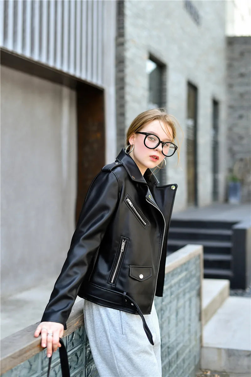 RARF Spring and Autumn 2024 The new belt detachable epaulet motorcycle jacket leather jacket Aviola