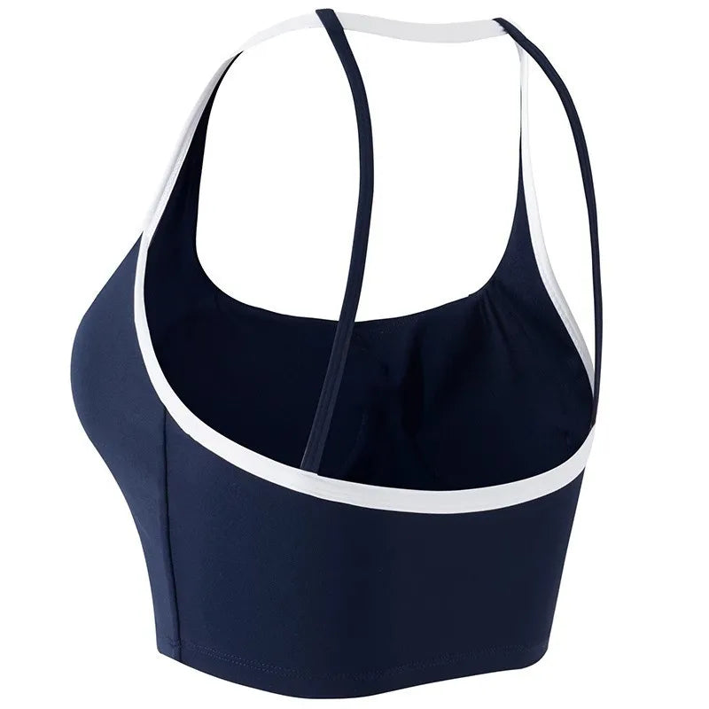 Women's Beauty Back Sports Bra Shockproof Fixed Pad Yoga Bras Running Underwear Training Color Block Fitness Vest Gym Tops Aviola