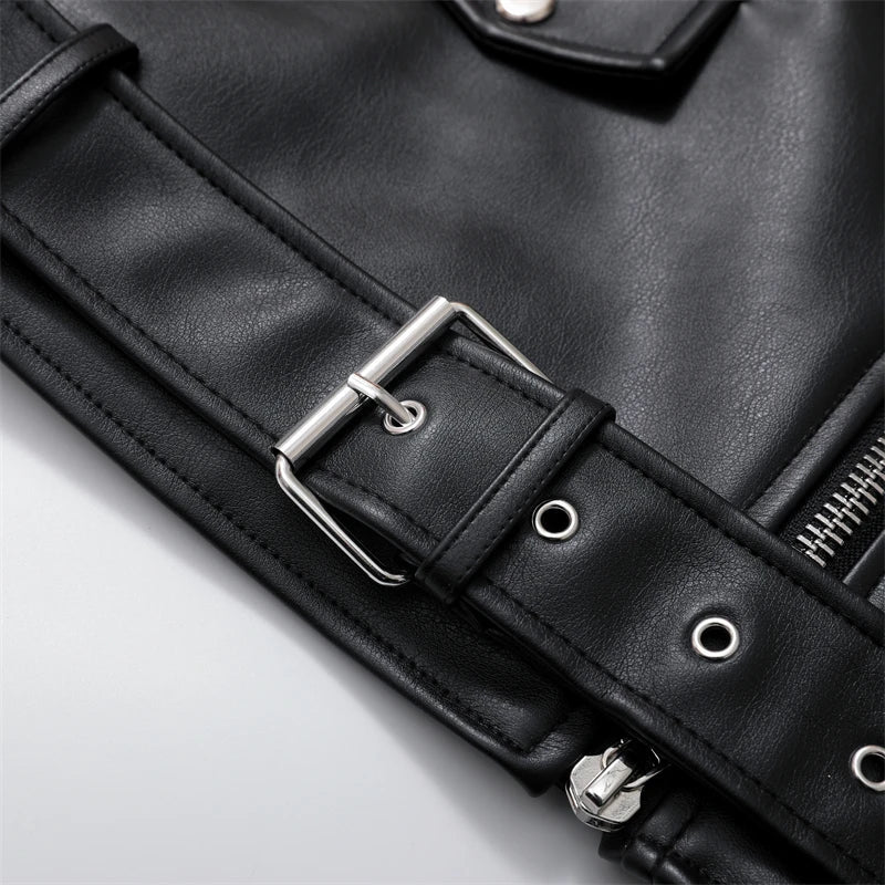 RARF  Women's new spring and autumn style black imitation leather locomotive style loose jacket coat handsome pu motorcycle top Aviola