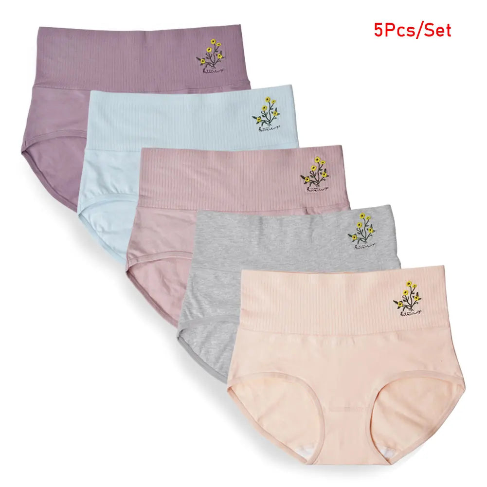 5 pcs/Lot High Waist Underwear Cotton Panties for Women Light Panty Culotte Femme Underpants M-XXL Girls Comfortable Briefs Aviola