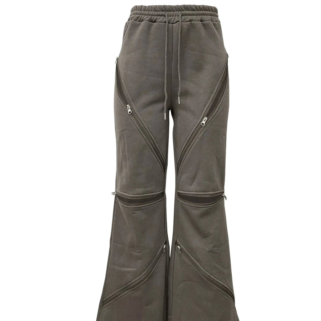 Women Boot Cut Pants Mid Waist Zipper Trousers Drawstring Pant Casual Office Lady Loose Long 2025 Summer Capris Y2k Streetwear Aviola