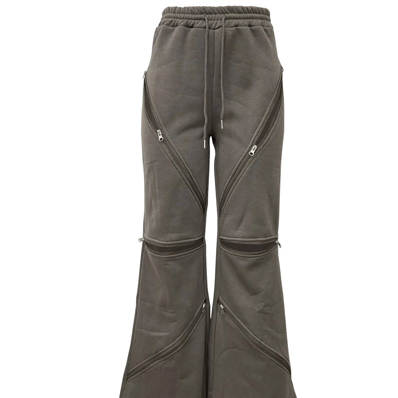 Women Boot Cut Pants Mid Waist Zipper Trousers Drawstring Pant Casual Office Lady Loose Long 2025 Summer Capris Y2k Streetwear Aviola