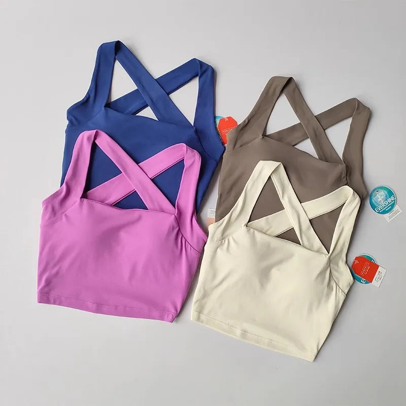 Women Cross Strap Sports Bra Top High impact Push Up Running Bras Sport Bra Yoga Gym Crop Top Brassiere Fitness Top Sport Bra Aviola