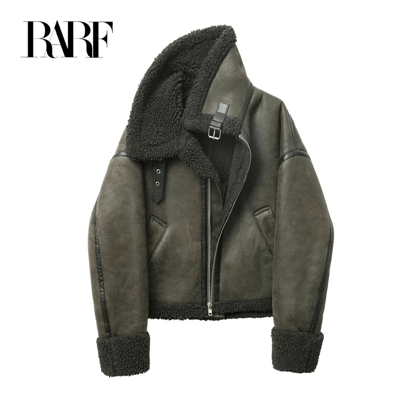 RARF 2024 women's thickened warm fur integrated grab fleece double-sided jacket jacket women's biker top Aviola