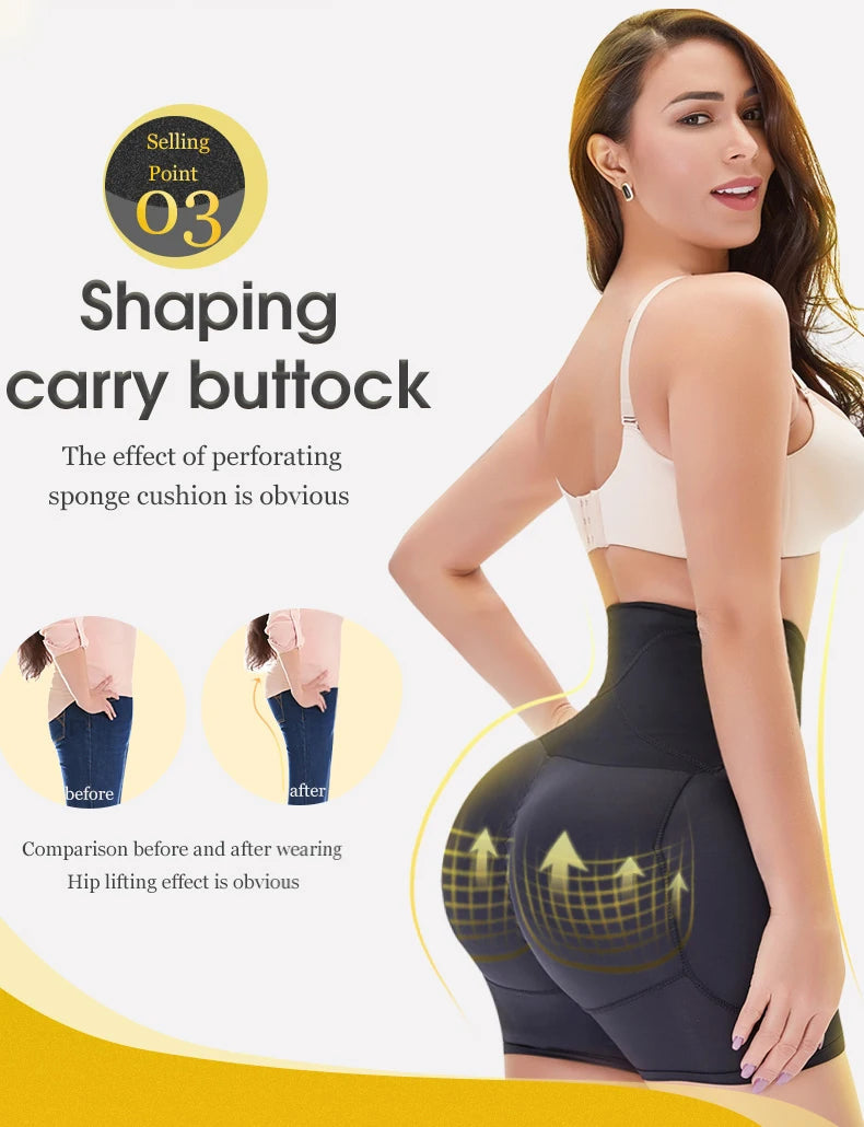Women's Shapewear Firm Control Seamless Padded Thigh Slimmer High Waist Panties Hip Pads Enhancer Butt Lifter Short Booster Aviola