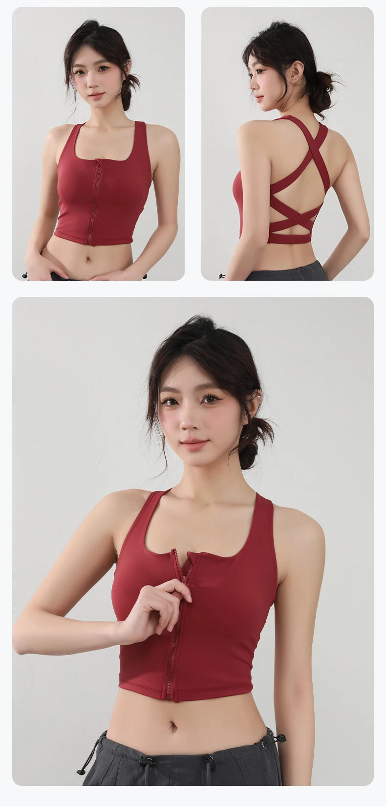 Women Fitness Underwear Yoga Bras cross Back Beauty Sports Bras Front Zippe Top Bra Sexy Breathable Underwear For Women Gym Top Aviola