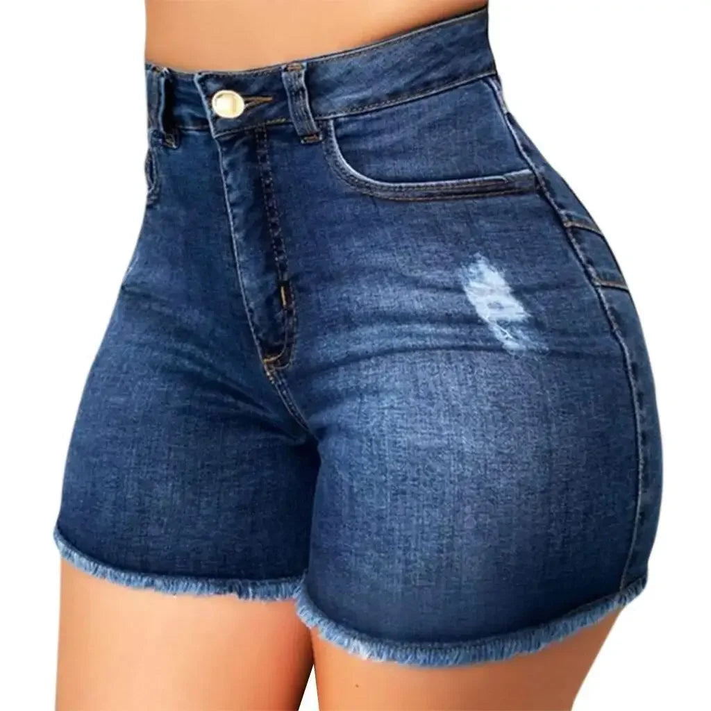 Shorts Denim Washed Women Jeans Tassel Solid High Waist Pockets Sexy Skinny Distressed 2025 Vintage Streetwear Spliced Aviola