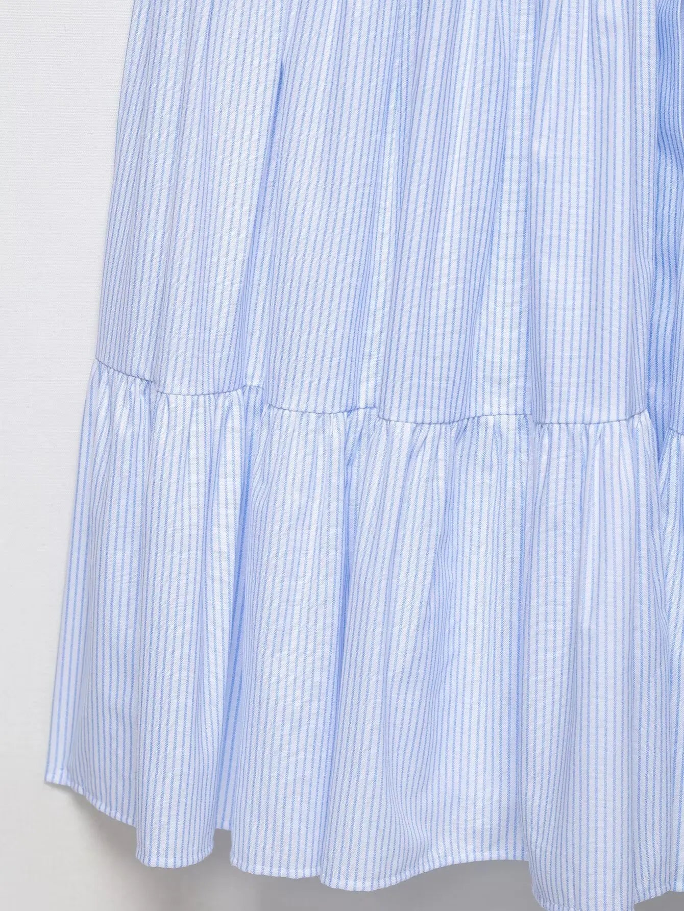 UNIZERA Pleated contrast lace trim striped suspender dress 2025 summer new arrivals women's casual loose midi dress Aviola