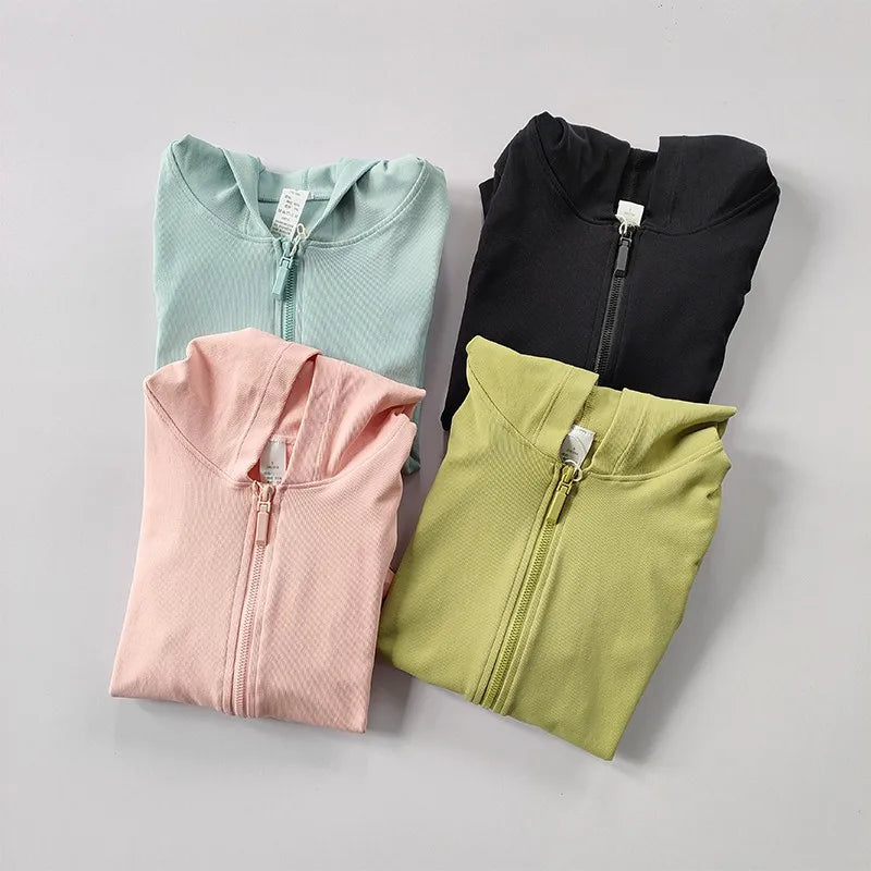 2022 Women Hoodie Sports Jacket Long Sleeve Yoga Shirt Winter Gym Top Running Coats Zipper Jacket  Fitness Clothing Top Aviola