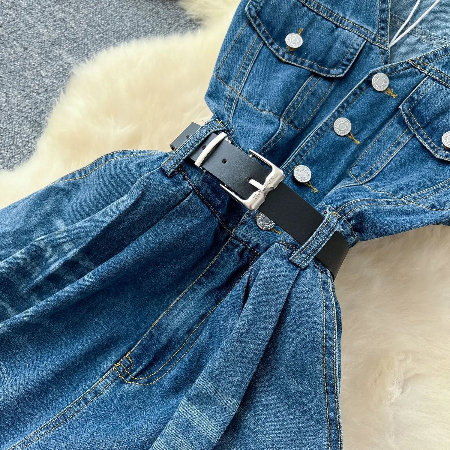 Denim Jumpsuits Women One Piece Wide Leg Pants Washed Distressed Sleeveless Pockets 2025 Streetwear High Waist Jeans Trousers Aviola