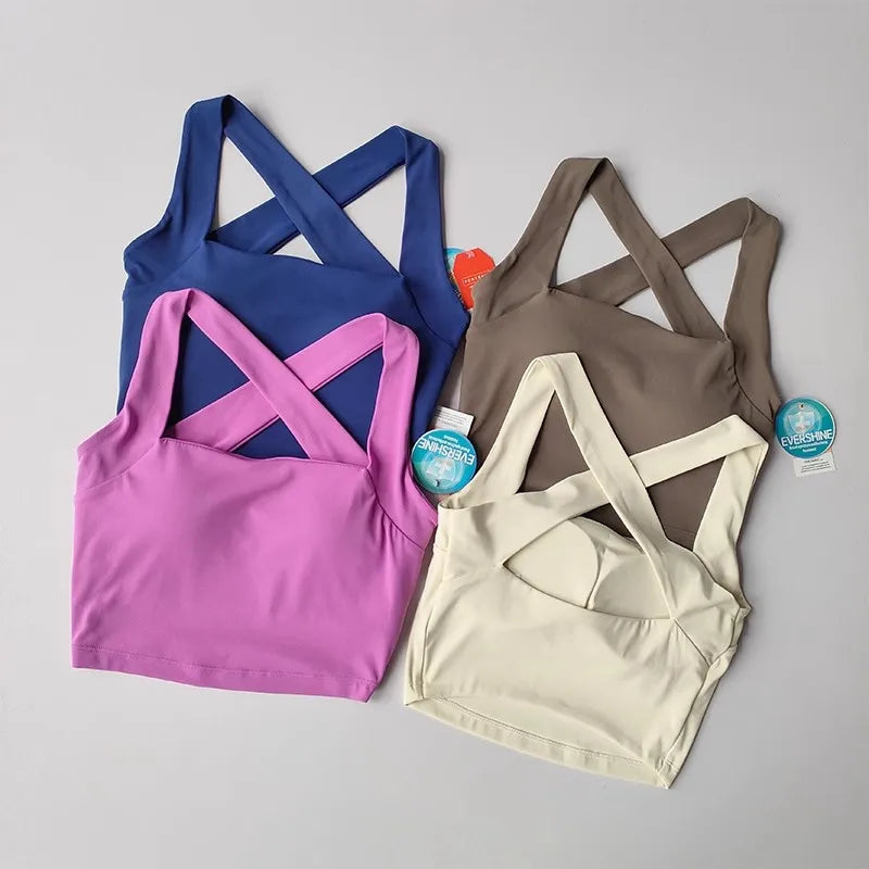 Women Cross Strap Sports Bra Top High impact Push Up Running Bras Sport Bra Yoga Gym Crop Top Brassiere Fitness Top Sport Bra Aviola