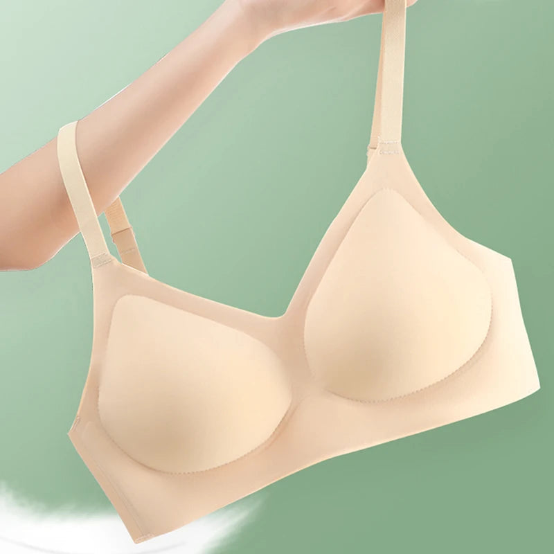 Latex Seamless Women Bras Wireless Comfortable Sports Bra Nylon Fabric One-piece Small Bust Gathered Bralette Female Underwear Aviola