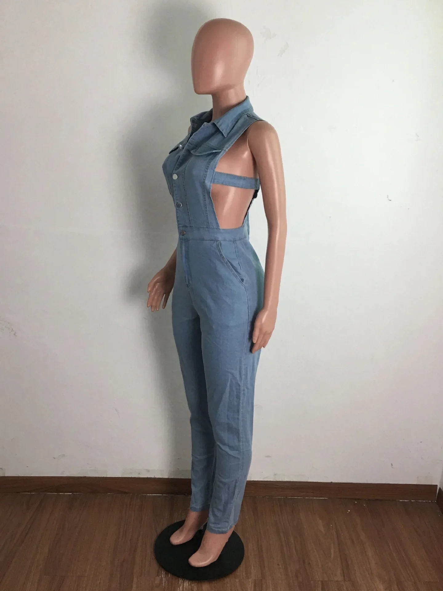 Hollow Denim Ankle Length Pants Women Overalls Spliced Washed Pencil Jeans Vintage Skinny Jean One Piece Button Sexy 2025 Aviola