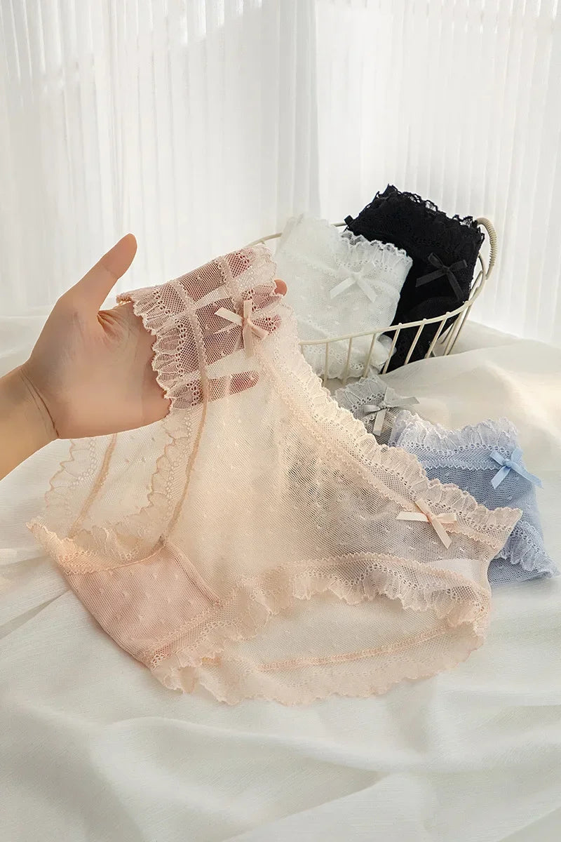 2024 Women Sexy Lace Summer Thin Breathable Underwear Panty Girls Hollow Out Comfort Briefs Low Waist Seamless Underpants Female Aviola