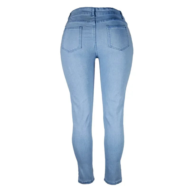 Sheath Pencil Jeans Women Pants Solid Vintage Skinny Ankle Length Pants Denim Mid Waist Washed 2025 Streetwear Slim Fit Jean Aviola
