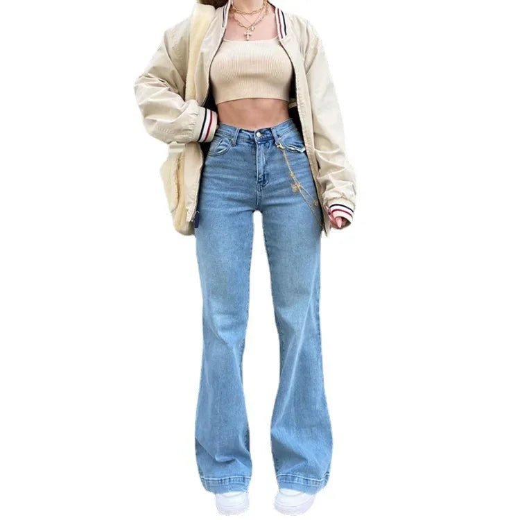 Jeans Women Straight Pants 2025 Streetwear Mid Waist Distressed Washed Mom Jenas Floor Length Vintage Basics Trousers Denim Aviola