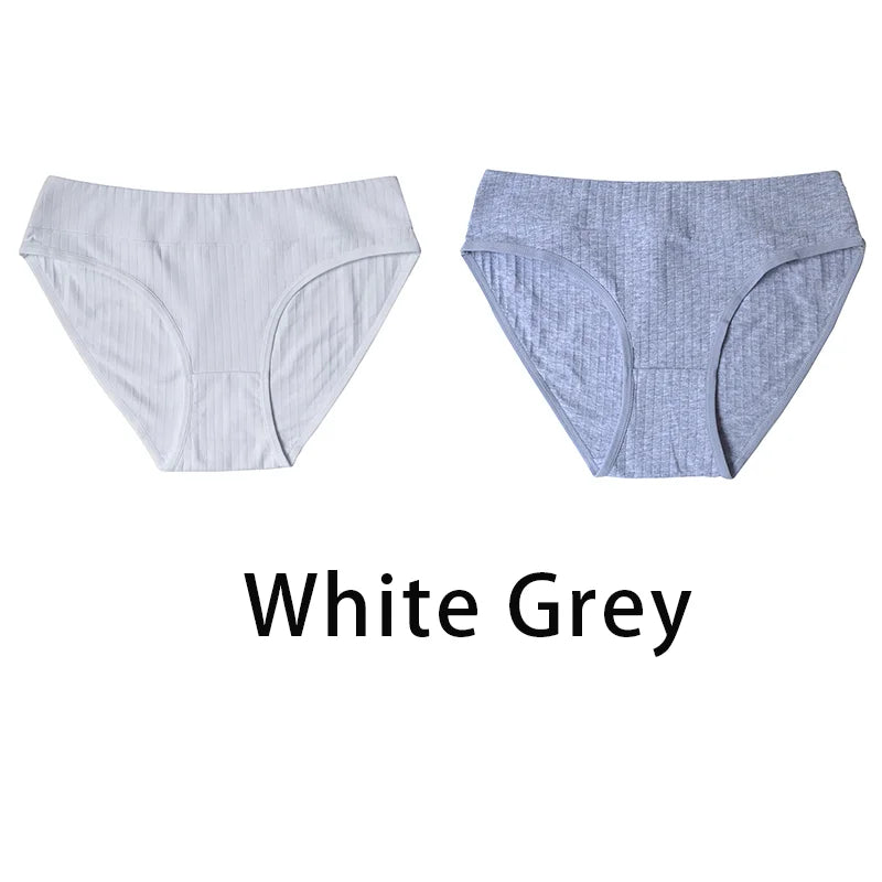 2PCS/Set Women Plus Size Seamless Cotton Panties Daily Underwear Sexy Female Rib Underpants Girls Comfort Briefs Lingerie 835 Aviola