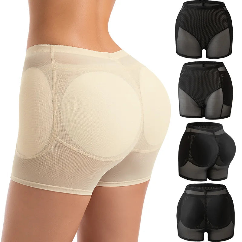 Women 4-Pad Butt Lifter Panties High Waist Tummy Control Shapewear Hip Enhancer Mesh Briefs Belly Slimming Body Shaper Shorts Aviola