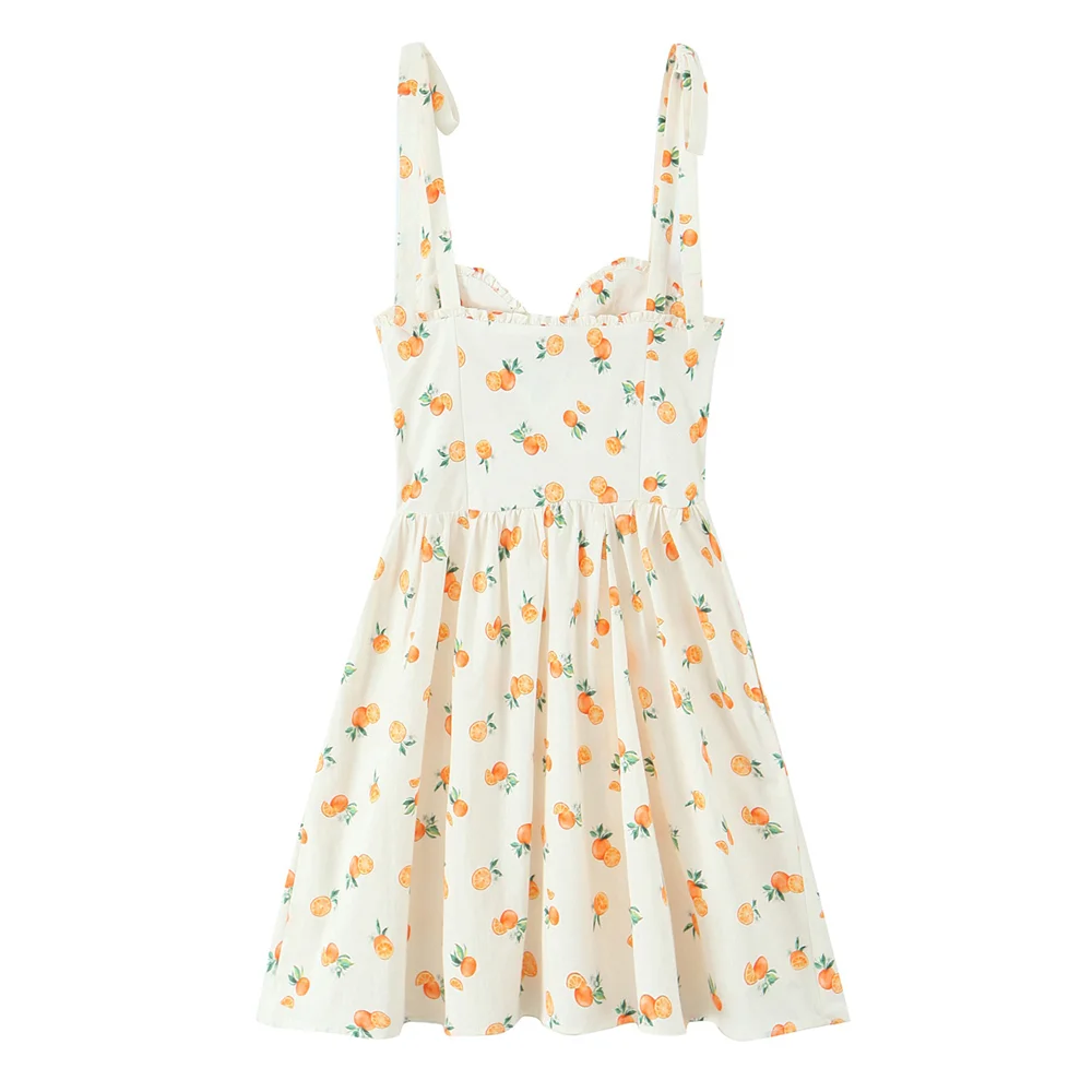 BM&MD&ZA2025fruit print suspender skirt loose simple casual versatile daily dress summer new women's clothing Aviola