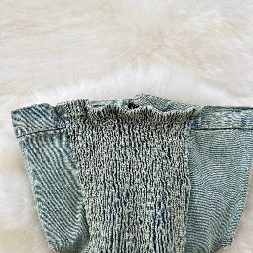 Denim Jumpsuits Women Hole One Piece Wide Leg Pants Sleeveless Strapless Distressed Mom Pockets Jeans Streetwear Summer 2025 Aviola