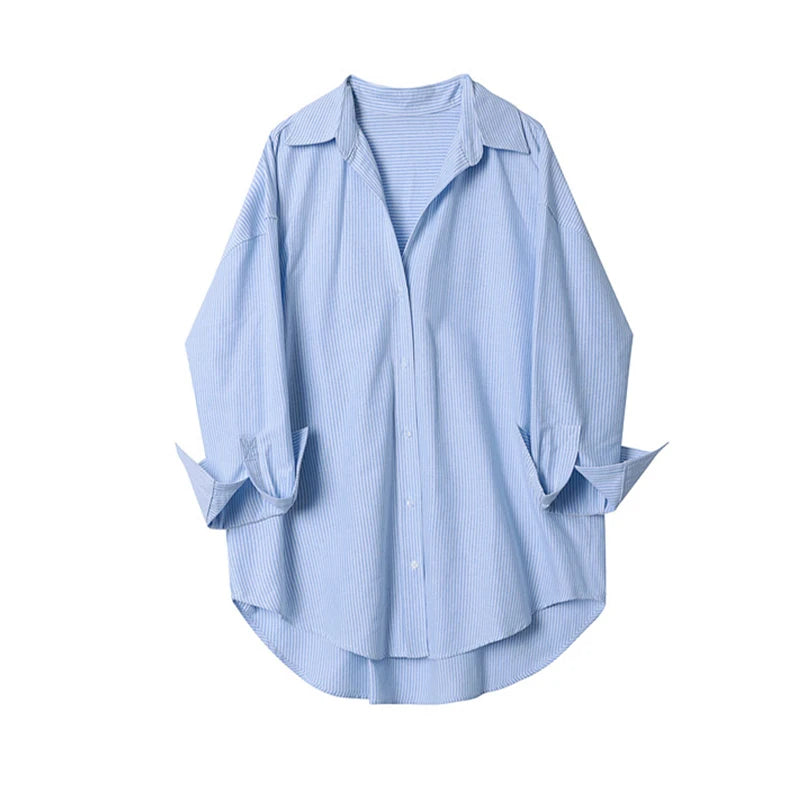 RARF 2024 New women's lapel loose Oxford long sleeve shirt, elegant blouse, vintage style, suitable for the office, fall Aviola