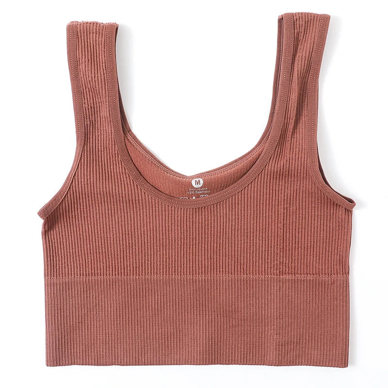 Seamless Bras For Women Streetwear Rib Sports Tank Top Sexy Lingerie No Pads Crop Top Female Fitness Underwear Aviola