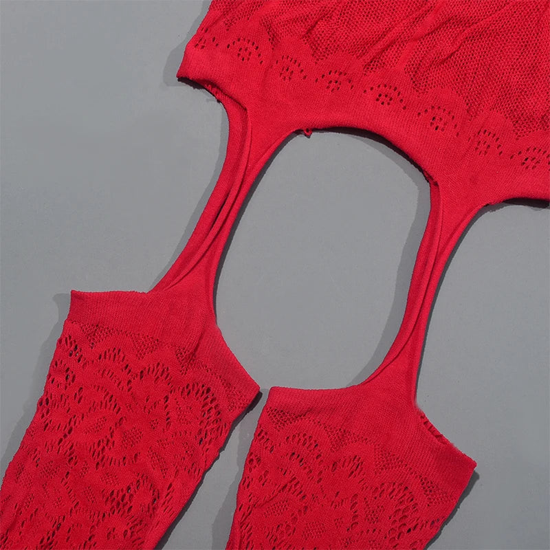 Lace Floral Mesh See Through Bra Sets Erotic Crotchless Women Fishnet Hollow Bodystocking Sexy Open Shoulder Strap Underwear Set Aviola