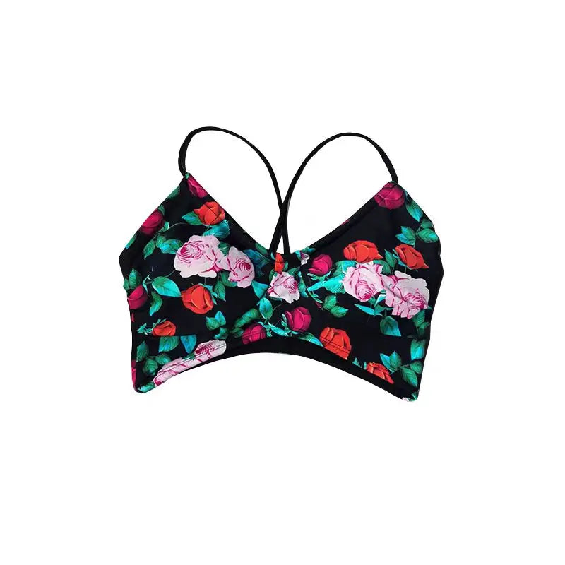 Women's Push-Up Sports Bra Cross Strap Yoga Camisole Fitness Top Breathable Beauty Back Gym Bra Print Design Sport Bras Aviola