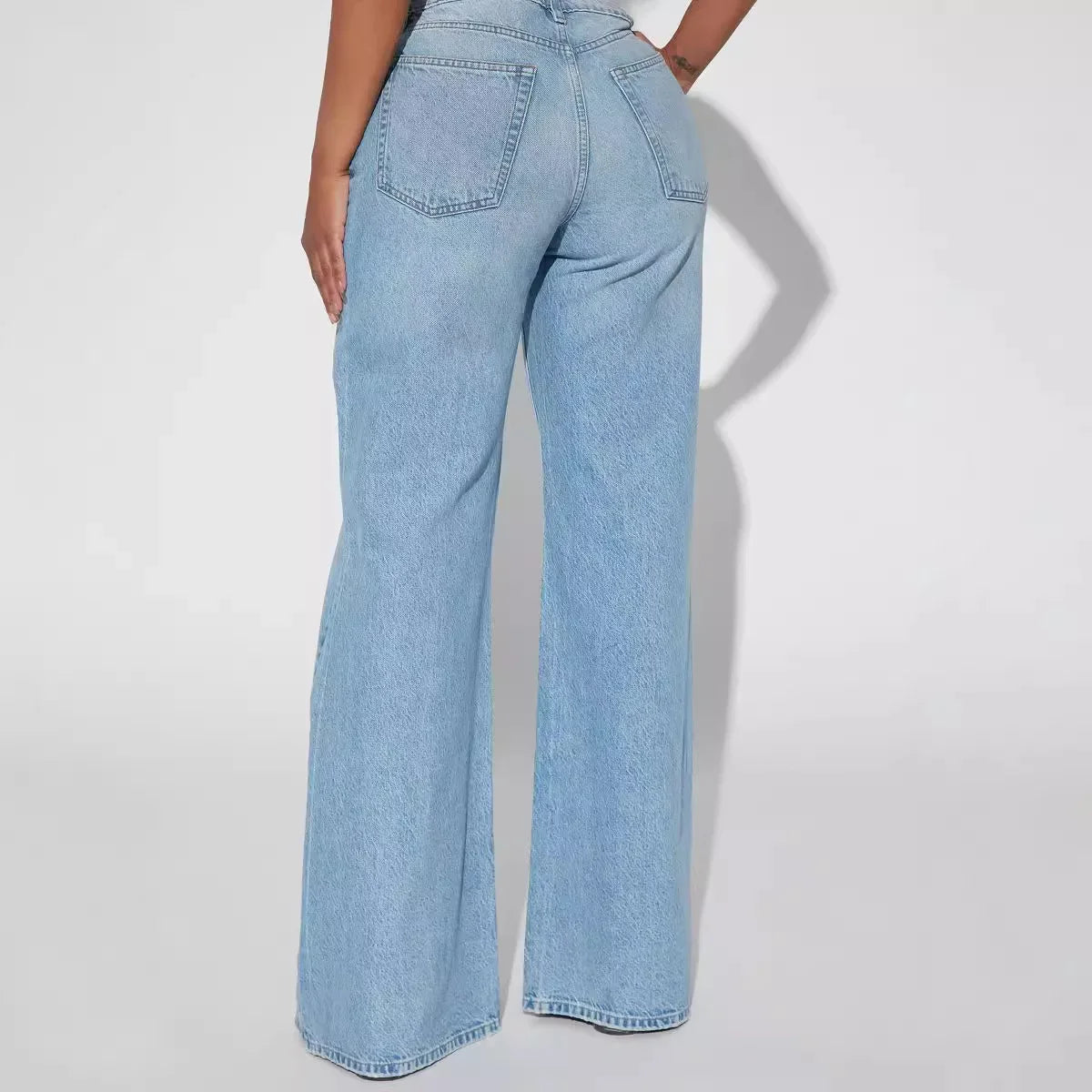 Jeans Wide Leg Pants Women Vintage Denims High Waist Mom Pocket Distressed Washed 2025 Streetwear Floor Length Straight Trousers Aviola